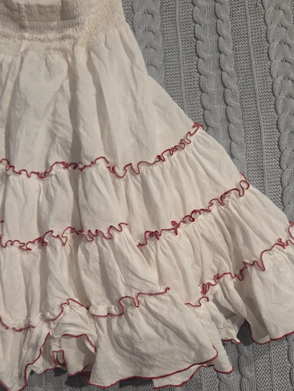 Santa Fe Designer Dress W/ Ruffle Petticoat Blue Red Floral 100% Cotton L Rare - Picture 11 of 11